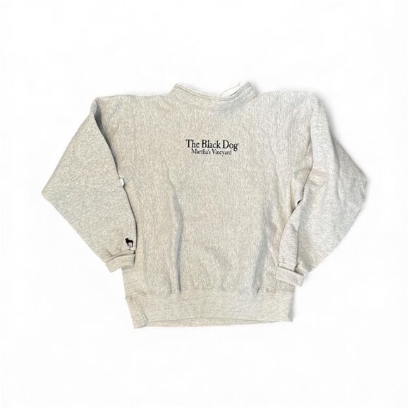 VTG 90s The Black Dog Sweatshirt Sz L Gray Martha's Vineyard USA Made Dog Logo - Picture 2 of 11